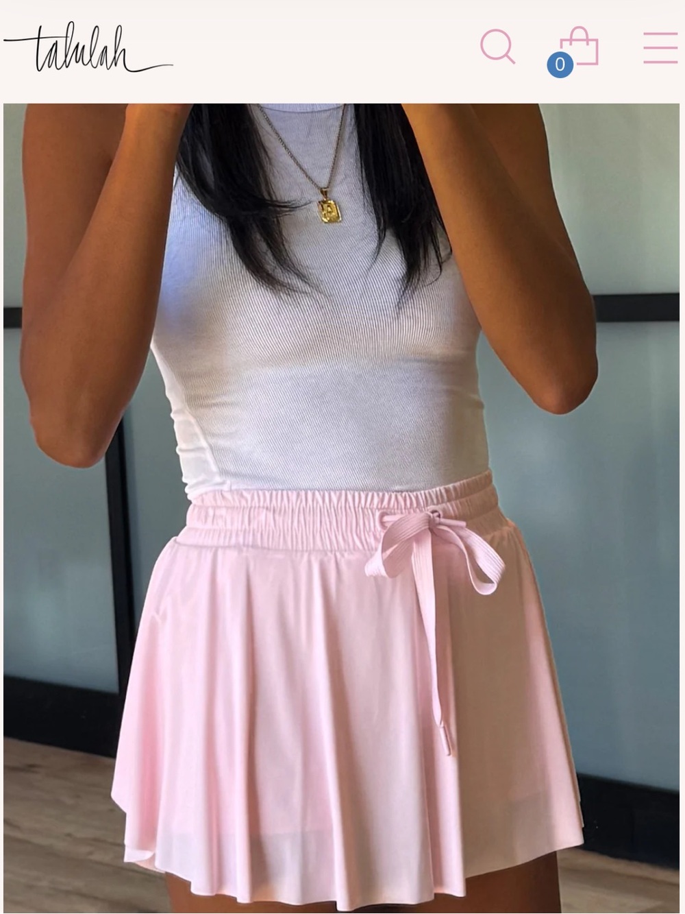 TALULAH Light Pink Skater Skirt with Drawstring Waist